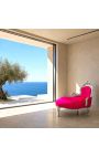 Baroque chaise longue fuchsia velvet with silver wood - 9