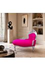 Chaise barocă Longue Fuchsia catifea cu lemn de argint - 2