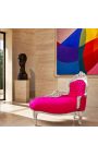 Barock schäslong Fuchsia sammet med silver trä - 10