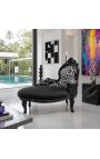 Barokk Chaise Long Neck Black Velvet Zebra seljatugi ja musta puiduga - 10