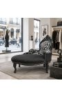 Baroque Chaise Longue Black βελούδο με πλάτη Zebra και μαύρο ξύλο - 8