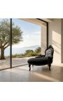Chaise Baroque Longue Veludo preto com encosto de zebra e madeira preta - 5