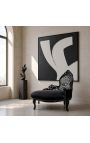 Barokowy chaise Longue Black Velvet z oparcia zebry i czarnym drewnem - 6