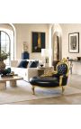 Chaise longue barocco similpelle con legno d'oro - 4