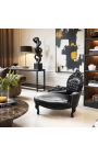 Μπαρόκ Chaise Longue Black Leatherette με μαύρο ξύλο - 2