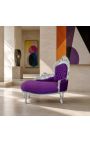 Velvet de color porpra de chaise barroc amb fusta de plata - 9