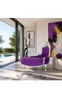 Barocul Chaise Wonde Velvet purpuriu cu lemn de argint - 8