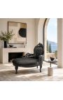 Chaise barroc Llargada de cuir negre amb pedreria i fusta negra - 6