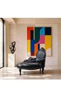 Chaise barroc Llargada de cuir negre amb pedreria i fusta negra - 12