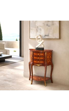 Camere da letto 3 cassetti in legno intarsiato con scaffale - 2