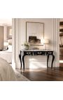 Stort barokk svart skrivebord i Louis XV-stil, 3 skuffer, sølv bronse - 8