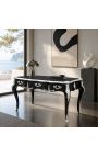 Grande nero barocco Louis XV scrivania di stile, 3 cassetti, bronzo d'argento - 2