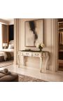 Nagyméretű, barokk XV. Lajos stílusú íróasztal 3 fiókkal, fehér, arany bronz - 3