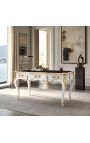 Stort skrivbord i barock Louis XV-stil med 3 lådor, vit, guldbrons - 7