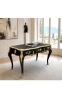 Birou mare baroc negru stil Ludovic al XV-lea, 3 sertare, bronzuri aurite - 7