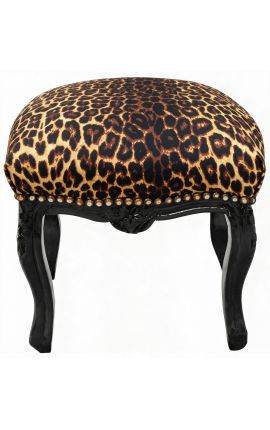 Baroka pēdas Louis XV Leoparda audums un lakota melna koka