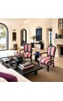 Fotoliu baroc de Louis XV Stilul Multicolor Stripes Fabric și lemn negru - 4
