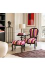 Barokk talp Louis XV multicolor csíkok és fényes fekete fa - 2