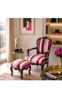 Barokk fotskammel Louis XV Multicolor striper og glanset svart tre - 3
