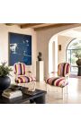 Poltrona barocca di Louis XV Style Stripped Multi-Colorad Tessy e legno laccato beige - 3