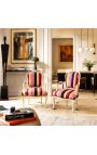 Poltrona barocca di Louis XV Style Stripped Multi-Colorad Tessy e legno laccato beige - 2