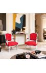 Poltrona barocca di stile Louis XV Legno rosso e argento - 2