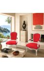 Barocke Sessel des Stils Louis XV rotes und silberner Holz - 4