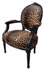 Fotoliu baroc Louis XVI Stilul Leopard Fabric și lemn negru din sticlă - 13