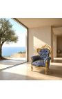 Poltrona grande estilo barroco "Gobels" madeira azul e dourada - 4
