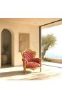 Big baroque style armchair red "Gobelins" fabric and gold wood - 8