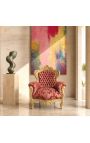 Grand fauteuil de style baroque tissu "Gobelins" rouge et bois doré - 10
