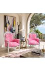 Poltrona grande estilo barroco veludo rosa e madeira prateada - 4