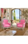 Suur barokkstiilis tugitool roosa samet ja puidust hõbedane - 6