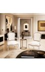 Baroque armchair of style Louis XV white leatherette and silver wood - 5