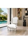 Барочное кресло стиля Louis XV white leatherette and silver wood - 14