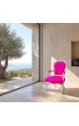 Butaca barroca d'estil Louis XV FUCHSIA I FUSTA PLATA - 6