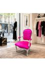 Butaca barroca d'estil Louis XV FUCHSIA I FUSTA PLATA - 10