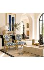 Poltrona barocca di Louis XV Stile con tessuto floreale nero e legno dorato - 4
