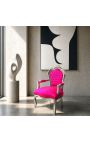 Butaca barroca estil rococó Rose Fuchsia Velvet i fusta de plata - 12