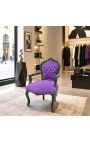 Tecido de veludo roxo do estilo de Rococo de Barroco de Poltrona e madeira preta lustrosa - 5