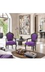 Tecido de veludo roxo do estilo de Rococo de Barroco de Poltrona e madeira preta lustrosa - 7
