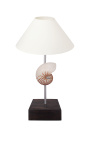 Lampa cu scoica (Natural Nautilus) pe baza de mahon 
