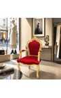Baroque Rococo karosszék stílus vörös burgundy bársony és arany fa - 7