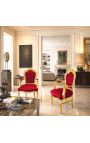 Sillón de rococo barroco estilo rojo borgoña terciopelo y madera de oro - 10