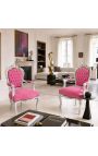 Barokk Rococo lenestol stil rosa fløyel og sølv tre - 7