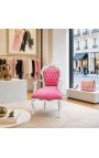 Barroco Rococo Poltrona Estilo rosa veludo e madeira prateada - 6