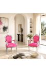 Barroco Rococo Poltrona Estilo rosa veludo e madeira prateada - 10
