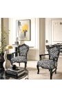 Fåtölj Barock Rococo Style Zebra Tryckt tyg och glansigt svart trä - 6