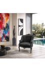 Bergere tooli Louis XV must samet ja must puit - 8