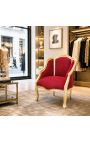 Bergere lenestol Louis XV stil burgundy (rød) fløyel og gull tre - 11